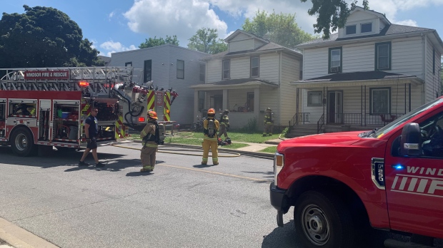 Multiple crews responded to the 900 block of Campbell Avenue for a fire in Windsor, Ont., on Monday, June 3, 2024. (Taylor Choma/CTV News Windsor) 