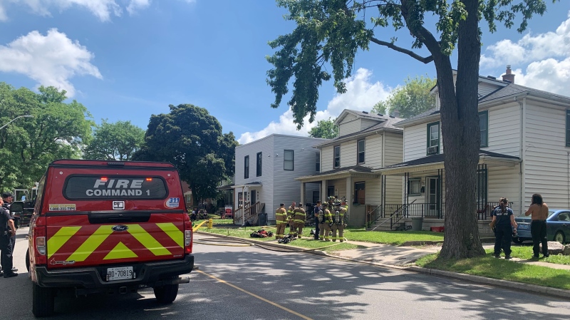 Multiple crews responded to the 900 block of Campbell Avenue for a fire in Windsor, Ont., on Monday, June 3, 2024. (Taylor Choma/CTV News Windsor)
