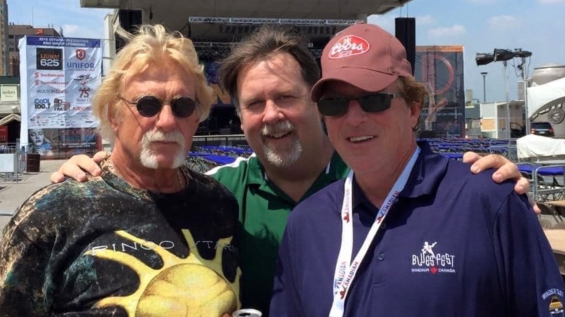 Nick Dzudz (L), John Fairley and Ted Boomer (R) at Bluesfest in Windsor, Ont. (Source: Ted Boomer/Facebook)