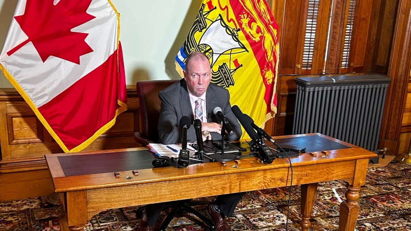 Paul Martin, New Brunswick's auditor general, is seen speaking to media on June 4, 2024. 