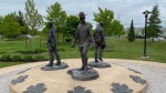 The monument honouring RCMP constables Fabrice Gevaudan, Dave Ross and Doug Larch is pictured. (Source: Derek Haggett/CTV News Atlantic)