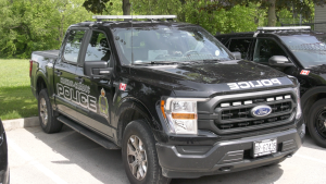 Strathroy-Caradoc Police Service vehicle sits outside police headquarters on June 4, 2024. (Gerry Dewan/CTV News London) 