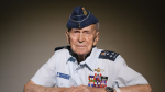 Richard Rohmer, Honorary Lt.-Gen. of the Canadian Armed Forces, is photographed at Sunnybrook Hospital, in Toronto, Thursday, May 30, 2024. The centenarian, a former reconnaissance pilot with the Royal Canadian Air Force during World War Two, was involved in on D-Day and the Battle of Normandy. THE CANADIAN PRESS/Chris Young