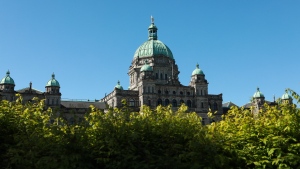 The B.C. legislature from the front lawn at Victoria, B.C., on Wednesday, May 8, 2024. THE CANADIAN PRESS/Chad Hipolito