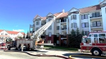 A fire broke out on the balcony of a Royal Oak multi-family residential building on Wednesday,  June 6, 2024. 