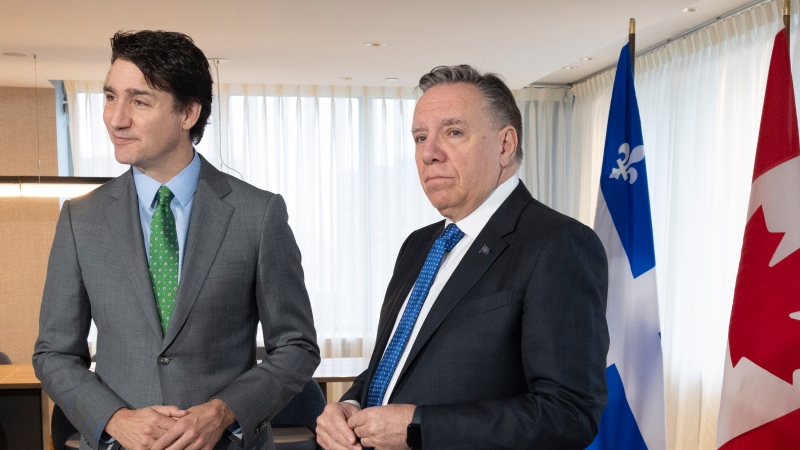 Premier François Legault will meet his federal counterpart Justin Trudeau on Monday, June 10 in Quebec City. Photo taken on March 15, 2024, in Montreal. LA PRESSE CANADIENNE/Christinne Muschi

