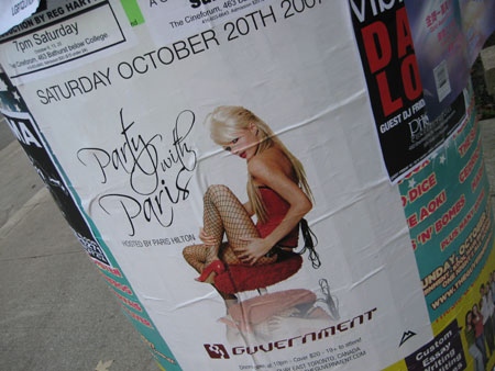 Poster for Paris Hilton's fashion party in Toronto last weekend.