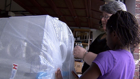 Wendy Kittlitz, who adopted her nine-year-old daughter Sonise when she was only two, is helping to send retired pediatric equipment to Haiti. March 25, 2010. (CTV)