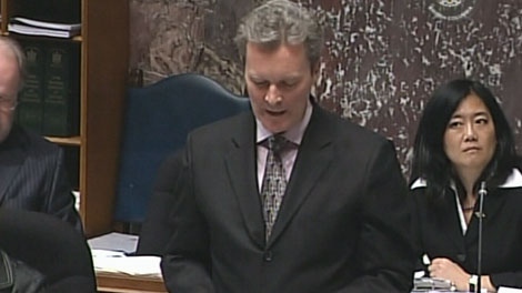 Finance Minister Colin Hansen introduces legislation that will pave the way for the controversial HST. March 30, 2010. (CTV)