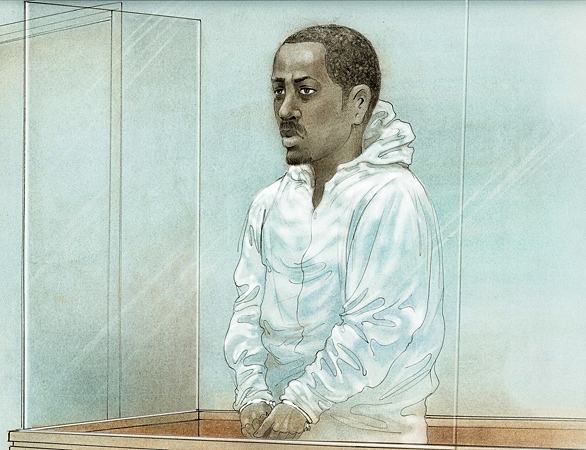 A court sketch of Jacques Amakon, 18, of Oshawa on Wednesday, March 31, 2010.
