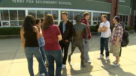 Students at Terry Fox Secondary School in Fox's hometown Port Coquitlam say their school's namesake is a lot to live up to. April 12, 2010. (CTV)