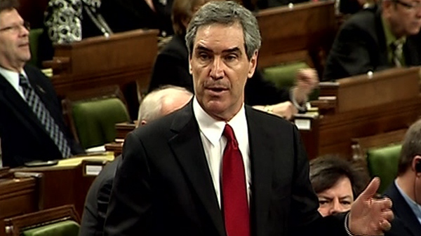 Liberal Leader Michael Ignatieff stands during question period in the House of Commons in Ottawa, Monday, April 12, 2010.   