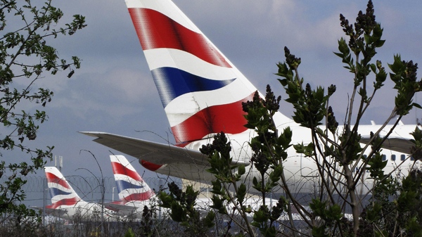 British Airways aircraft are seen parked after hundreds of flights were canceled by drifting ash spewed by a volcanic eruption in Iceland, at Heathrow  airport, at London, Thursday, April 15, 2010. (AP / Kirsty Wigglesworth)