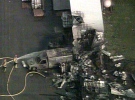 Firefighters douse the explosion as seen in this aerial view from the CTV Toronto helicopter at the scene.
