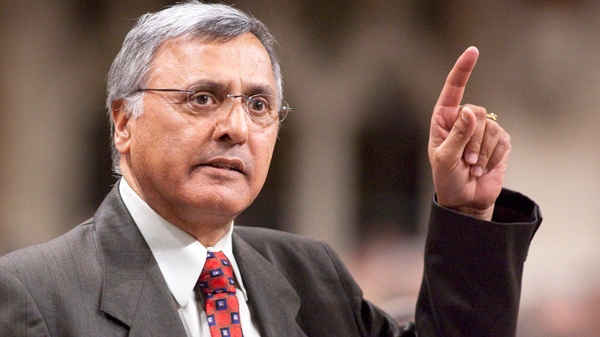 Liberal MP Ujjal Dosanjh gestures as he stands in the House of Commons during Question Period on Parliament Hill in Ottawa on Tuesday, April 20, 2010. (Pawel Dwulit / THE CANADIAN PRESS)