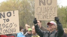 Residents of an east Toronto neighbourhood are fighting to stop development at an area known as the Quarry Lands. They assembled at the site for a rally on Sunday, April 25, 2010.