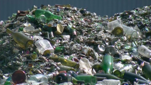 A pile of bottles and broken glass awaits recycling. (file)