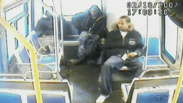 Survillance video captured four men on a city bus immediately following the attack.
