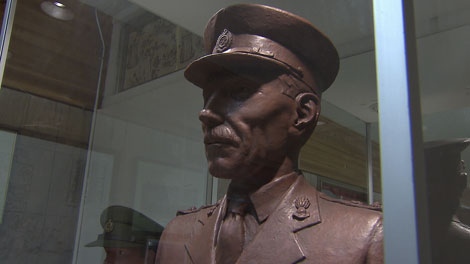 A bust of World War One veteran Coulson Norman Mitchell. April 30, 2010. (CTV)