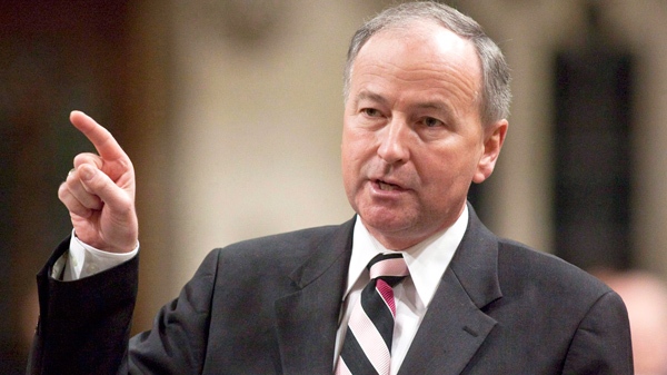 Justice Minister Rob Nicholson gestures as he rises during Question Period in the House of Commons on Parliament Hill in Ottawa on Friday, April 23, 2010. (Pawel Dwulit / THE CANADIAN PRESS)