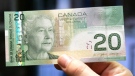 Pictured is the new twenty dollar bill during a photo-opt in Ottawa Wednesday, Sept. 29, 2004.(CP PHOTO/Jonathan Hayward)