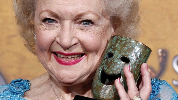 Betty White poses backstage with the Life Achievement Award at the 16th Annual Screen Actors Guild Awards on Saturday, Jan. 23, 2010, in Los Angeles. (AP / Reed Saxon)
