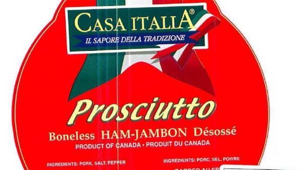 The Canadian Food Inspection Agency has recalled Casa Italia brand salami and prosciutto ham, several other brand meats, and Emma Provolone cheese that may be contaminated with Listeria. (Photo courtesy of the CFIA)