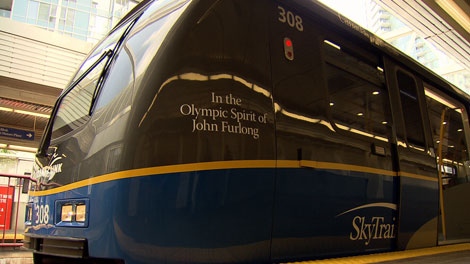 TransLink unveiled a SkyTrain car dedicated to 2010 Games CEO John Furlong on May 11, 2010. (CTV)