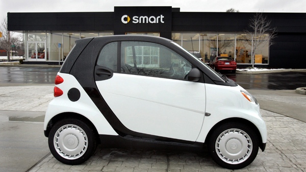 A Smart Fourtwo car is seen at the Smart car dealership in Bloomfield Hills, Mich., Thursday, Jan. 17, 2008. (AP Photo/Carlos Osorio)