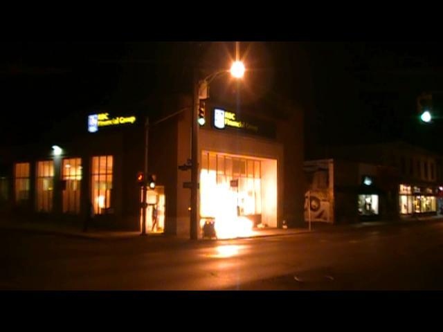 Picture posted online after a firebombing at a RBC branch in Ottawa's Glebe neighbourhood on Tuesday May 18,2010