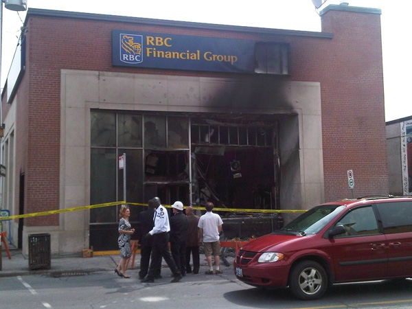 A suspicious fire ripped through an RBC branch at the corner of Bank Street and First Avenue, Tuesday, May 18, 2010. Viewer photo submitted by: Alexander Hayes