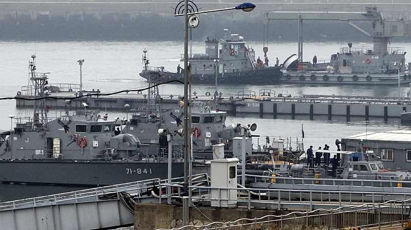 South Korean Navy patrol boats dropped anchors at a naval base in Incheon, South Korea, Tuesday, May 25, 2010. (AP Photo/Ha Sa-hun)