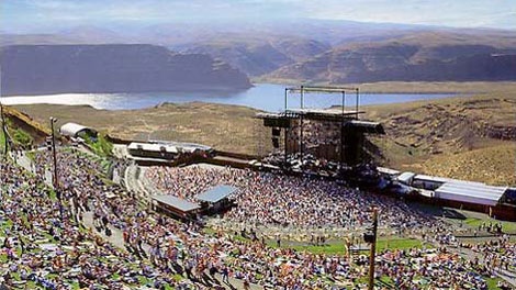 The Gorge Amphitheatre in George, Washington, is seen in an image from the Sasquatch! Music Festival. 