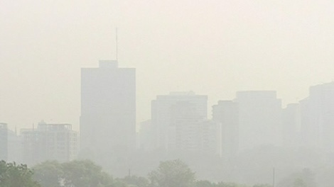 Smoke hangs over the skyline in the Ottawa area, Monday, May 31, 2010.
