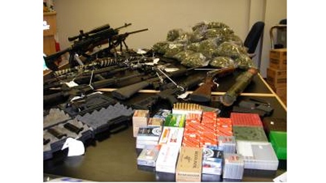 The RCMP have seized a rocket launcher and a small arsenal of other weapons in a raid on a marijuana grow operation on a rural property near Kamloops, B.C. June 3, 2010 (RCMP image)