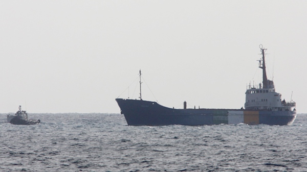 The 1,200-ton aid ship 'Rachel Corrie' approaches the port of Ashdod, Israel, Saturday, June 5, 2010. (AP / Tsafrir Abayov)