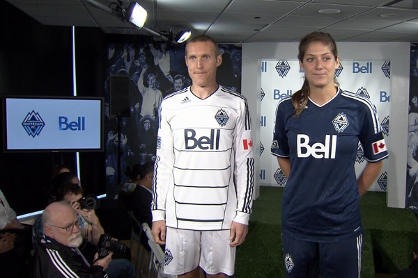 Vancouver Whitecaps Away football shirt 2011 - 2013. Sponsored by Bell