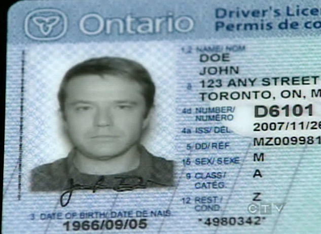 Ontario's new high-tech drivers licence is seen on display at a Ministry of Transportation press conference in Toronto on Friday, Dec. 7, 2007.