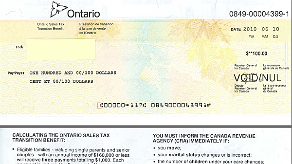 Ontario started sending out HST transitional payments on June 10, 2010. B.C. decided against the move.