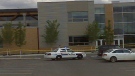 Edmonton police respond a reported stabbing outside Lillian Osborne High School on Leger Road Wednesday morning.