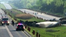 Traffic comes to a standstill near Belleville, Ont. following a fatal crash on Hwy. 401, Wednesday, May 16, 2012.