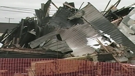 The aftermath of a 2008 natural gas explosion in Nipawin is seen in this undated file photo.