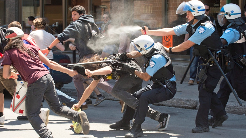 Montreal police clash with protesters on Sunday June 10, 2012