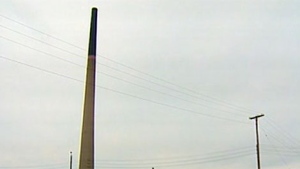 The smoke stack of Flin Flon's smelting plant no longer releases smoke.