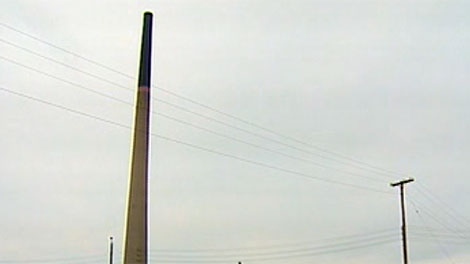 The smoke stack of Flin Flon's smelting plant no longer releases smoke.