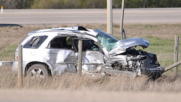 A 68-year-old Grande Prairie man is dead after a three-vehicle collision Saturday afternoon near Bezanson, Alta. Photo by: William Vavrek. May 20.