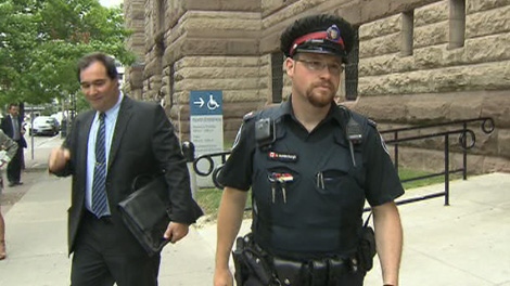 Toronto Police Cons. Andrew Vanderburgh took flack from fellow officers after he arrested an off-duty officer for impaired driving. The man he arrested, Brenton Berthiaume, appeared in court on Tuesday, May 29, 2012.