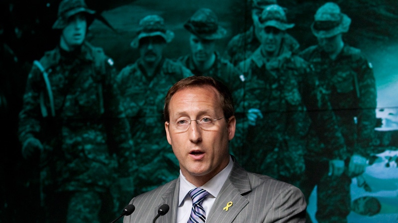 Minister of National Defence Peter MacKay announces the government will not appeal a ruling on veterans benefits during a news conference in Ottawa, Tuesday, May 29, 2012. (Adrian Wyld / THE CANADIAN PRESS)