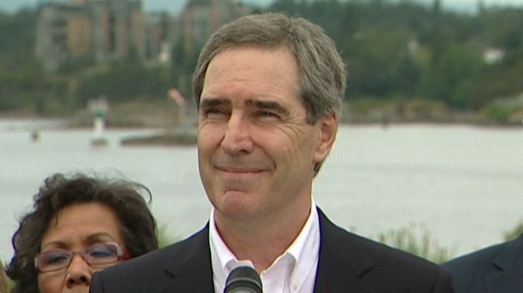 Liberal Party leader Michael Ignatieff speaks in Victoria, B.C., in favour of a ban on oil tankers on the province's north coast. June 21, 2010. (CTV)