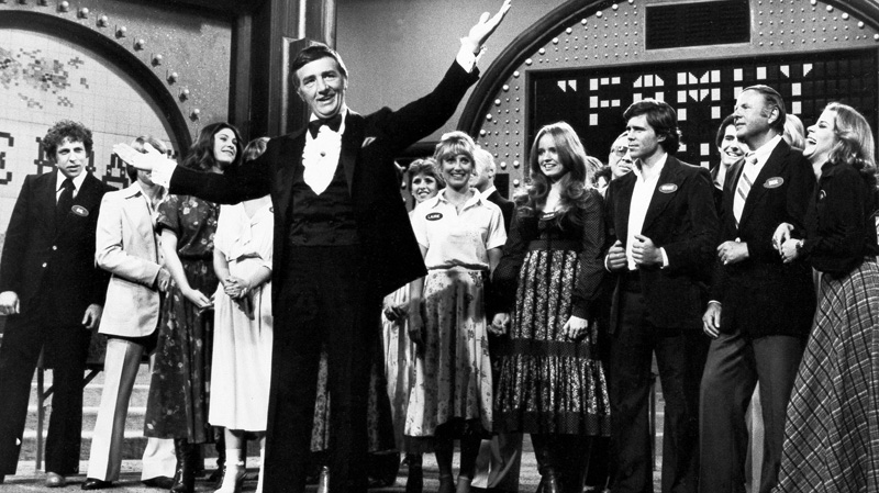 Richard Dawson, foreground, is in his familiar role as host of 'Family Feud' when the casts of ABC's comedy series 'Eight is Enough,' 'The Love Boat,' 'Soap,' and 'Three's Company' compete to benefit charity on May 8, 1978. 